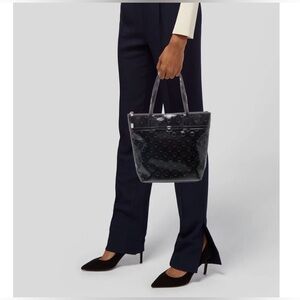 Kate Spade Jeralyn Camellia Street Black Patent Leather Circle Embossed Tote Bag